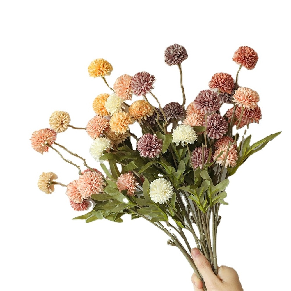 Hot Sale Dandelion Long Stemmed Artificial Flowers Ball Chrysanthemum Decoration Artificial Daisy Flowers for wedding decoration