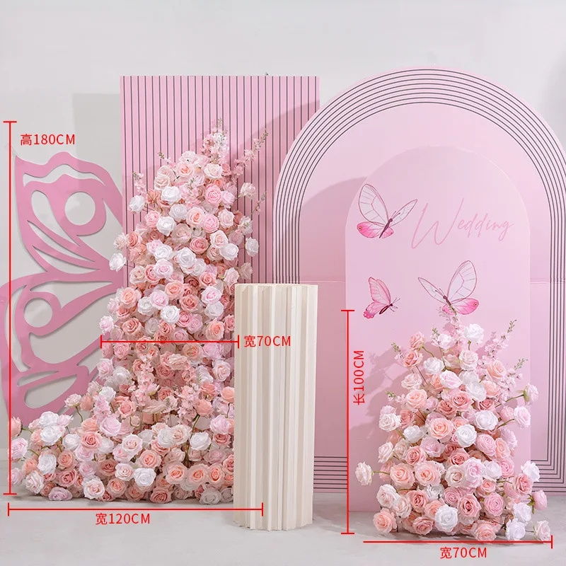 Luxury 5D pink Wedding Backdrop Arch KT Board Decor Floral Arrangement Floor Flower Row Event Party Props