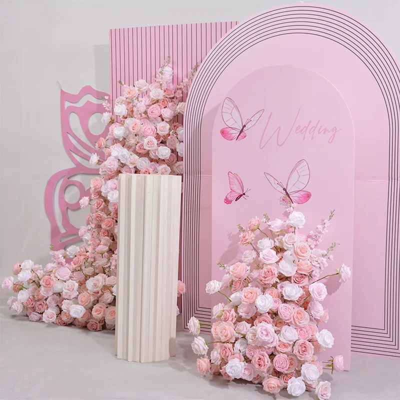 Luxury 5D pink Wedding Backdrop Arch KT Board Decor Floral Arrangement Floor Flower Row Event Party Props