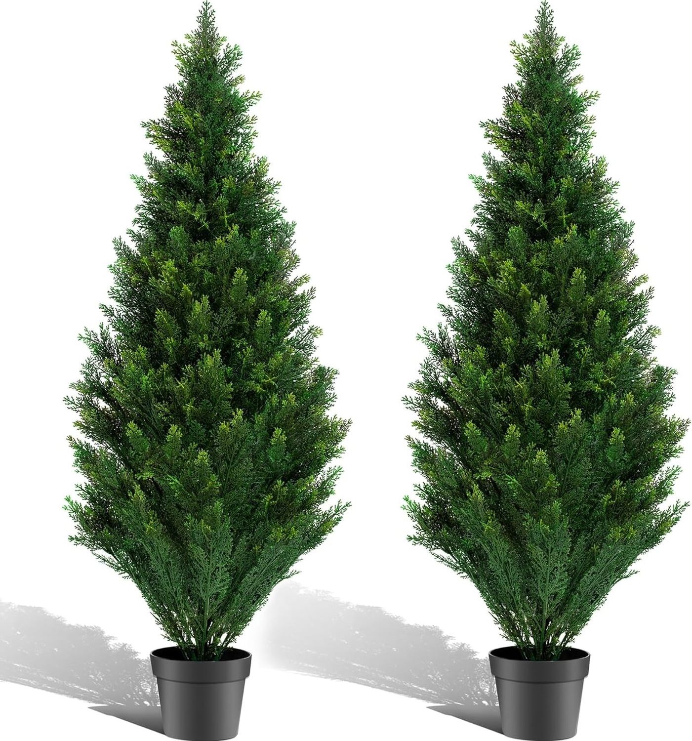 2 Pack 5ft Artificial Cedar Topiary Trees Outdoor Faux Arborvitae Plants UV Resistant  Lasting Evergreen Pine Shrubs for Indoor