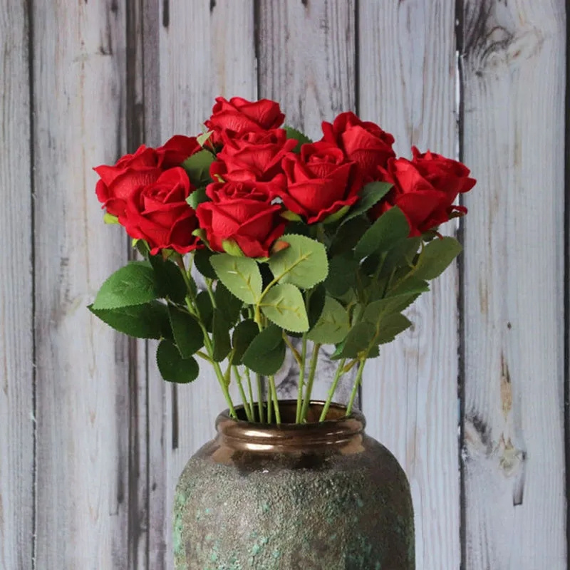 Artificial Flower Branch Artificial Red Roses Real Touch Rose for Wedding Roses Artificial Flowers Home Decor