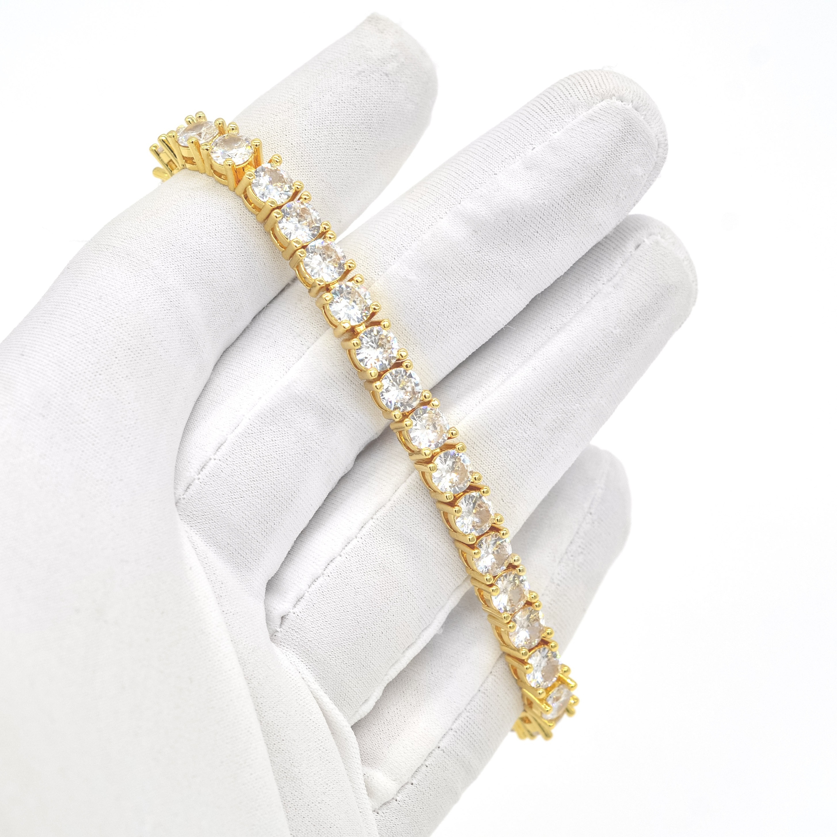 Pass Diamond Tester 10K 14K 18K Real Solid Gold Moissanite Tennis Bracelet Wholesale Iced Out Vvs Diamond Hip Hop Tennis Chain