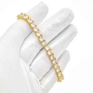 Pass Diamond Tester 10K 14K 18K Real Solid Gold Moissanite Tennis Bracelet Wholesale Iced Out Vvs Diamond Hip Hop Tennis Chain