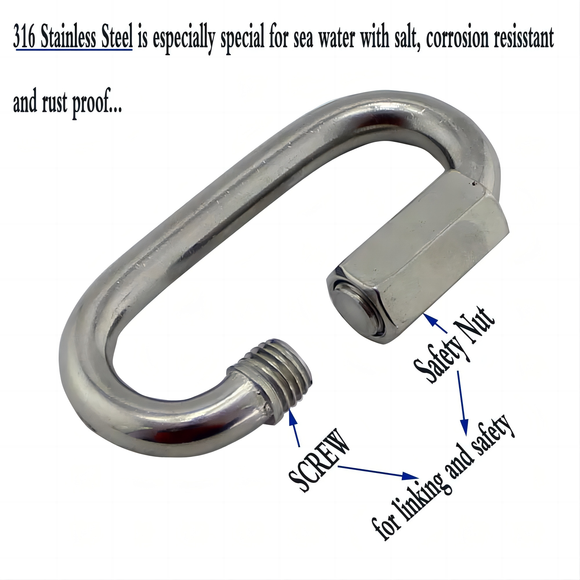 16 Pcs M6 Carabiner Clips 304 Stainless Steel Spring Snap Hooks,Heavy Duty Quick Link Locking Carabiner Clips For Climbing Cam