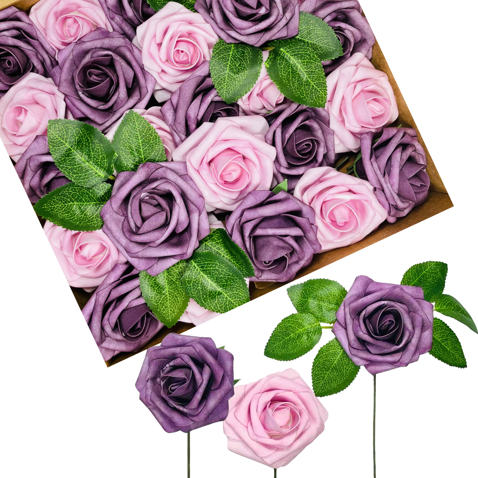 Artificial Flowers 25pcs With Stems Real Looking Fake Roses For Wedding Home Decoration Valentines Day Gift Flower