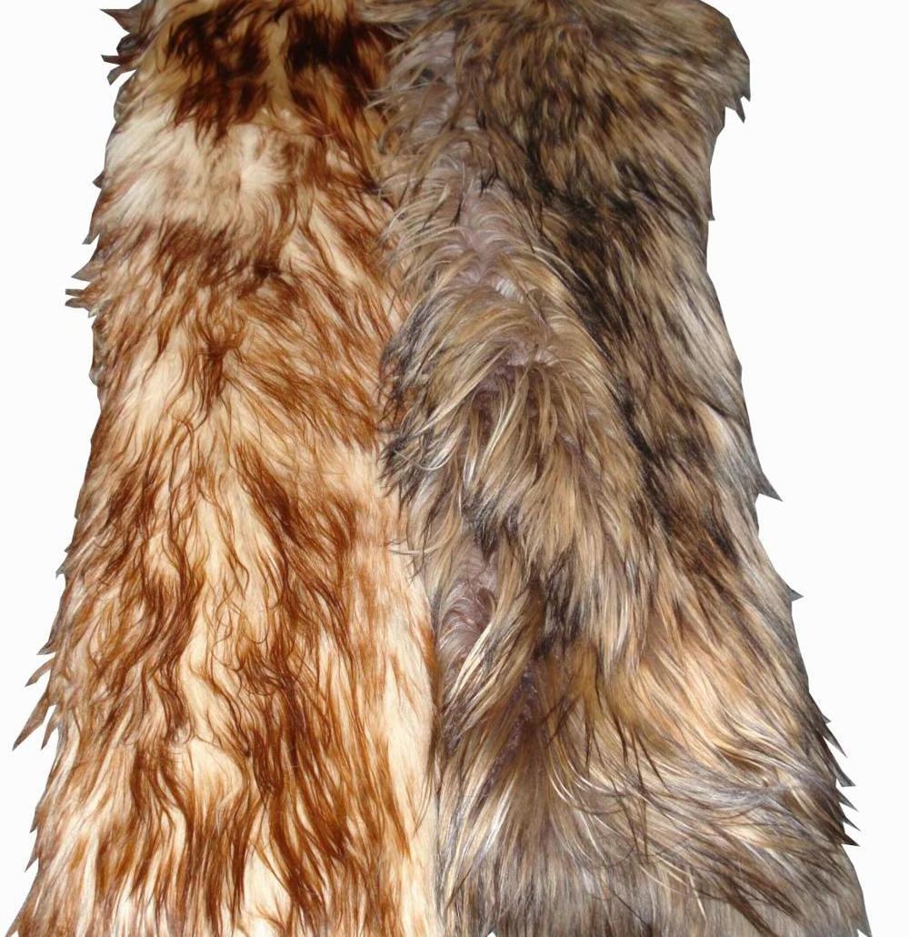 Long Hair Mongolian Lamb Fur Garment Scarf Collar Use Goatskin Fur colors with snow tips