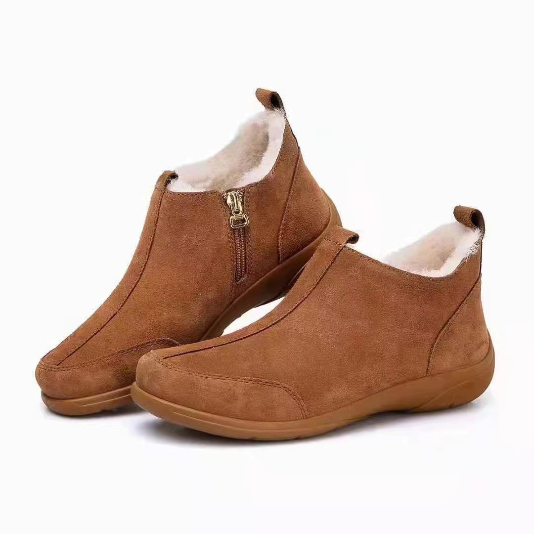 Ankle boots winter women shoes high quality discount feet protection cow hide leather warm boots