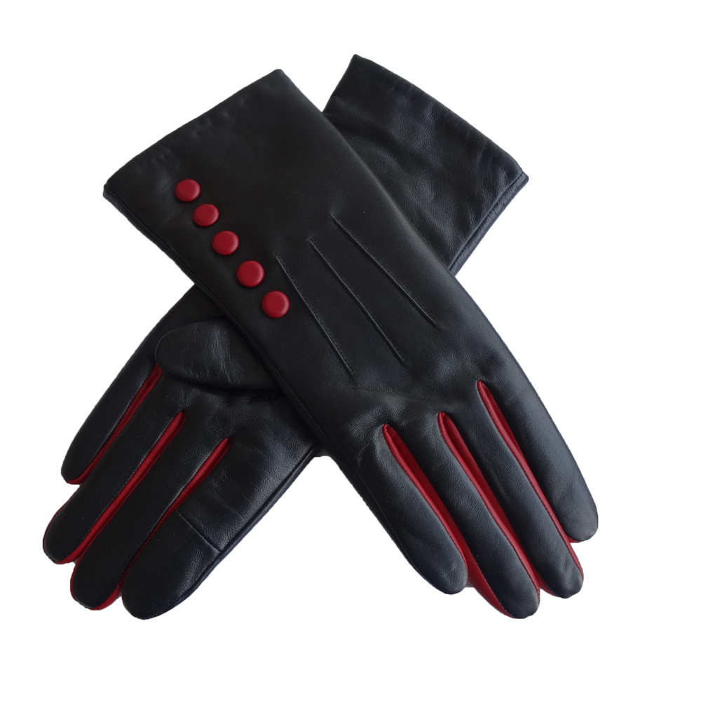 New Design touch screen genuine gloves leather Ladies Dress Gloves with 5 Buttons