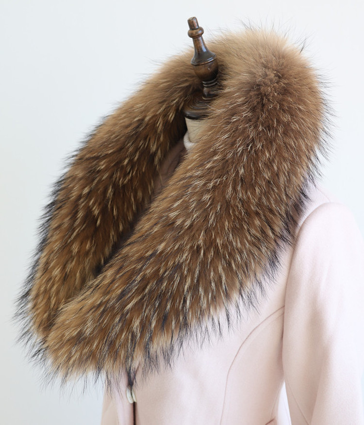 Custom Real fluffy Natural Raccoon fox Fur Collars and Fur Trim Scarf wrap For Women Men Down Jacket Parka coat