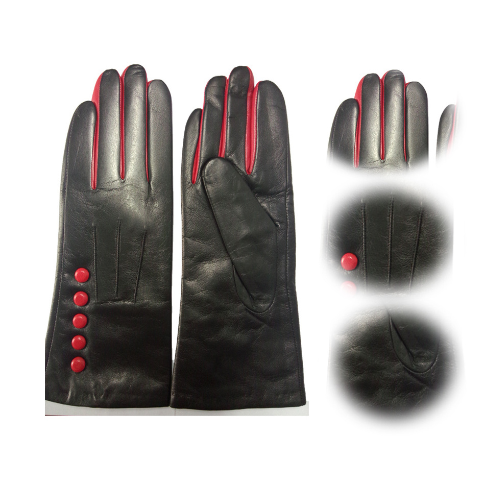 New Design touch screen genuine gloves leather Ladies Dress Gloves with 5 Buttons