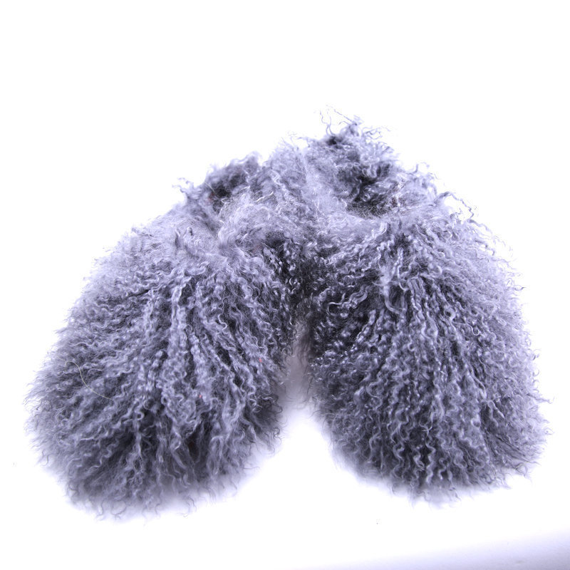 New Design Flat Bottom Fluffy Fuzzy Shoes Long hair curly lamb fur outdoor fashion Sheepskin Slide Women Mongolian Fur Slippers