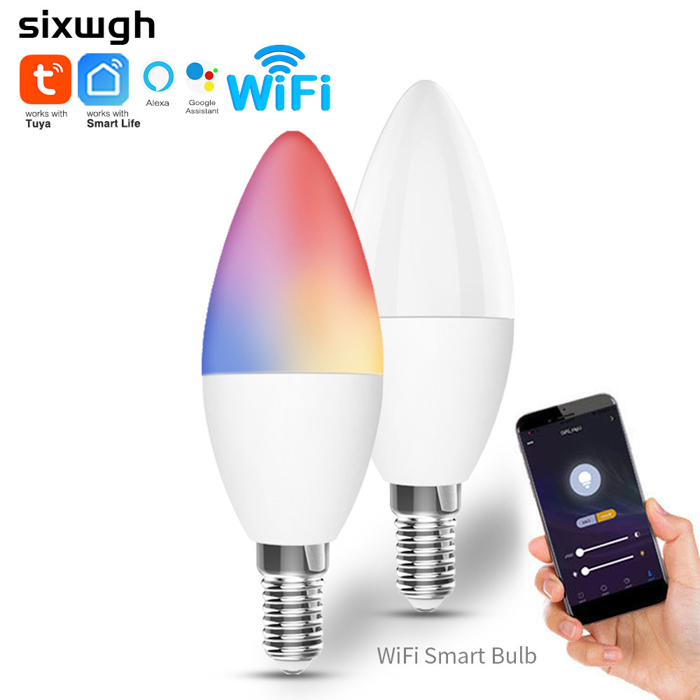 Smart E12/E14 LED Light Bulbs WiFi-Bluetooth Lights Compatible with Alexa Google Assistant Tunable White Candelabra Bulb 3.5W/5w