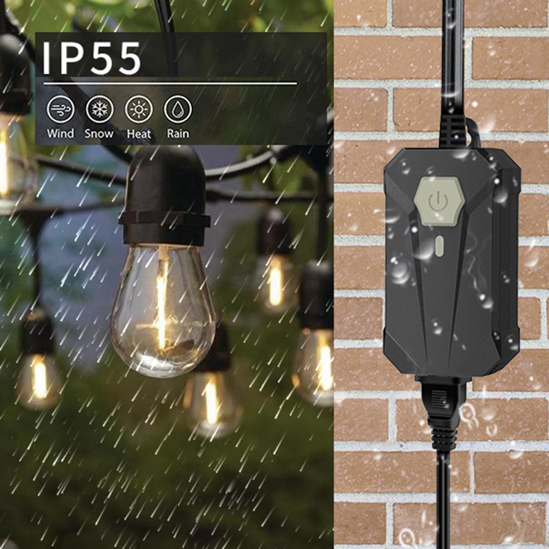 USA Waterproof IP55 Tuya Smart Life Smart Outdoor Dimmer Socket Power Plug for Led Strip Light Work with Alexa Google