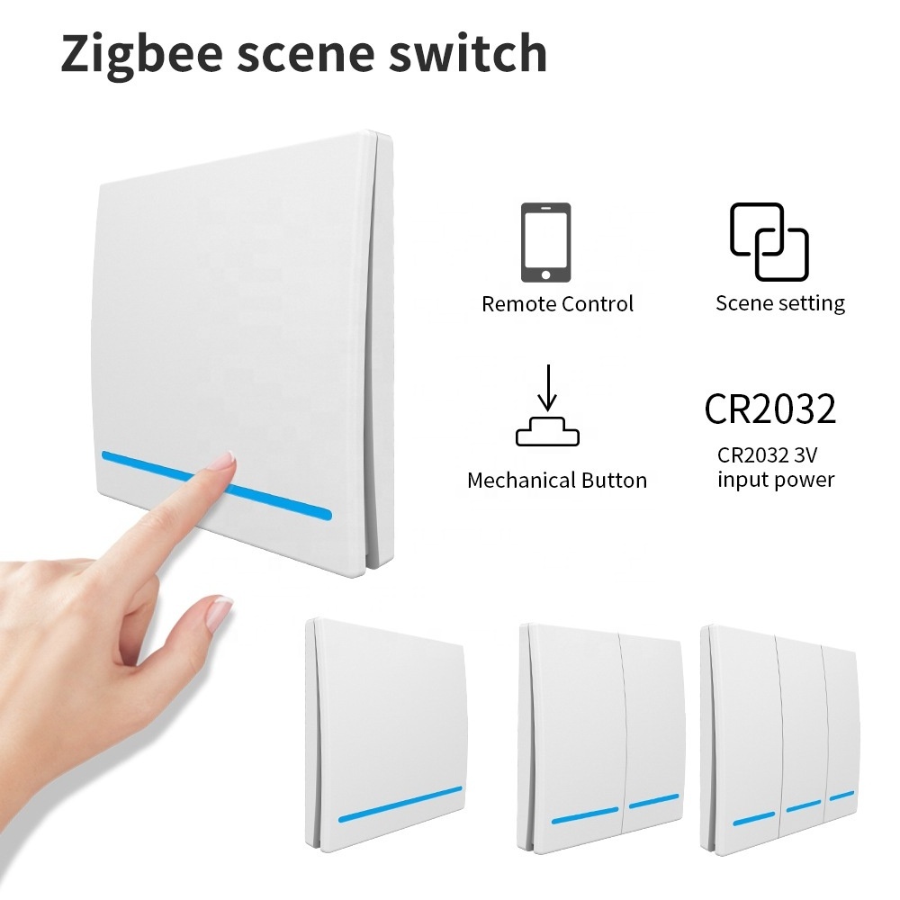 wireless zigbee 1/2/3 gang scenario battery powered button light programs tuya smart life remote alexa wifi scene switch