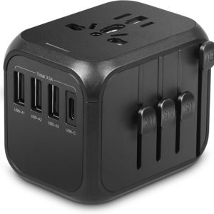 Universal Travel Adapter, International Plug Adapter with 3 USB 1 Type C, Travel Worldwide Essentials, Wall Charger Adpter