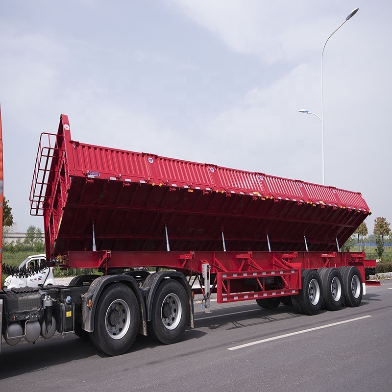 BERKLEY 3 axles dumper side dump tipping trailers 45cbm tipper gooseneck grain truck dumping semi trailers for sale