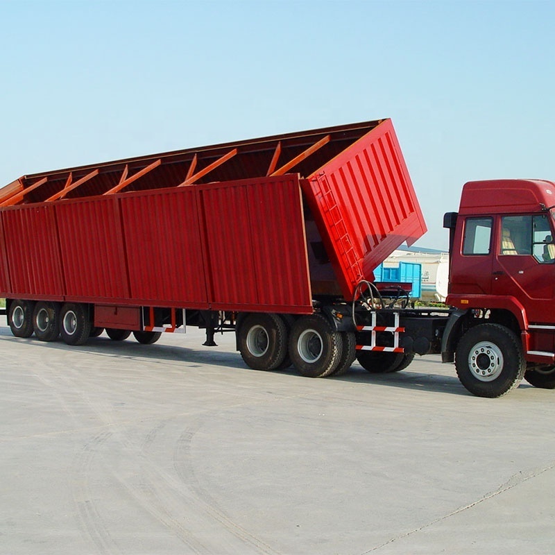 BERKLEY 3 axles dumper side dump tipping trailers 45cbm tipper gooseneck grain truck dumping semi trailers for sale