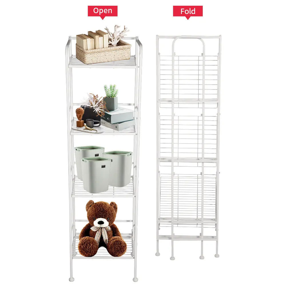 Multifunction Four Layers Floor Kitchen Organizer Home Storage Shelves Units Folding Storage Rack