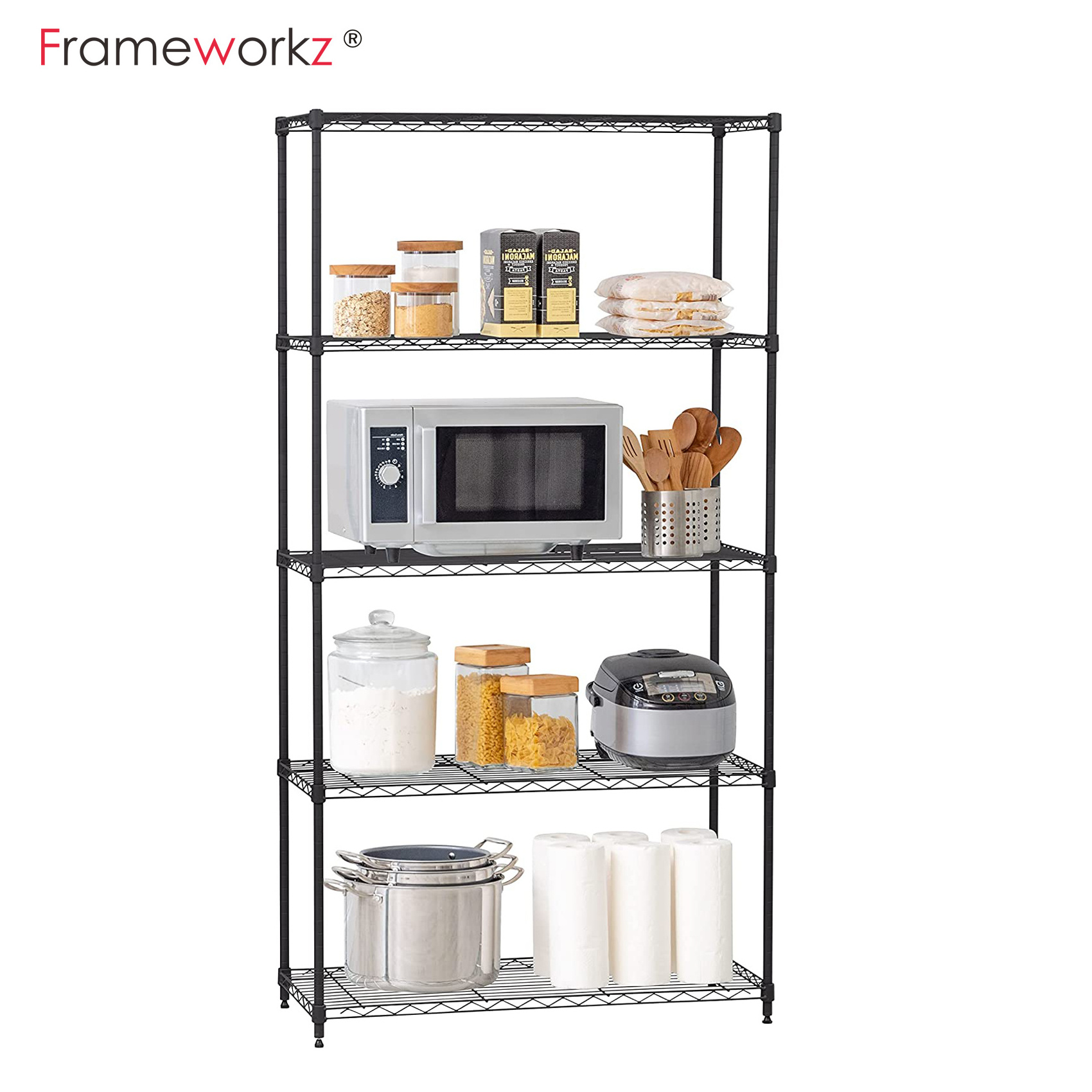 5 Tier Chrome WIRE Shelving Garage Storage Rack Organization With WHEELS