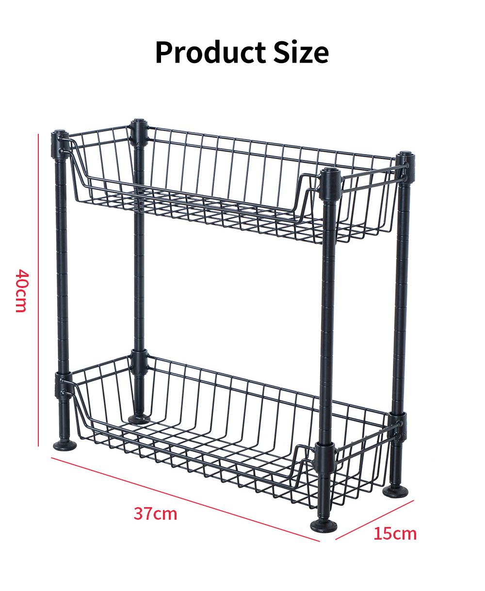 2 Tier Kitchen Countertop Storage Rack Metal Shelves for Kitchen