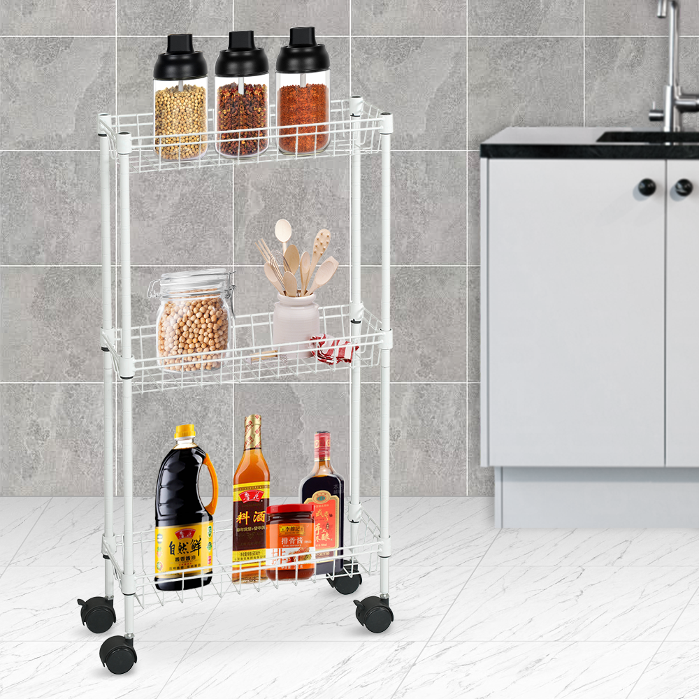 4 Tier Wire Shelving Unit Kitchen Bathroom Storage Holders Racks Narrow Slim Trolley Cart For Home