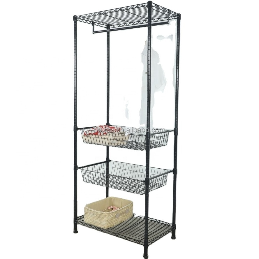 wire rack clothes rack shoes shelf coat storage wardrobe garment shelf metal shelving  wire shelving unit cloth rack