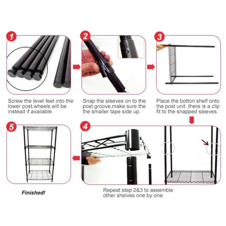 Wholesale Frame Powder Coating Wire Shelving Pantry Shelf Small Wire Rack Portable Wire Metal Shelving In Chrome