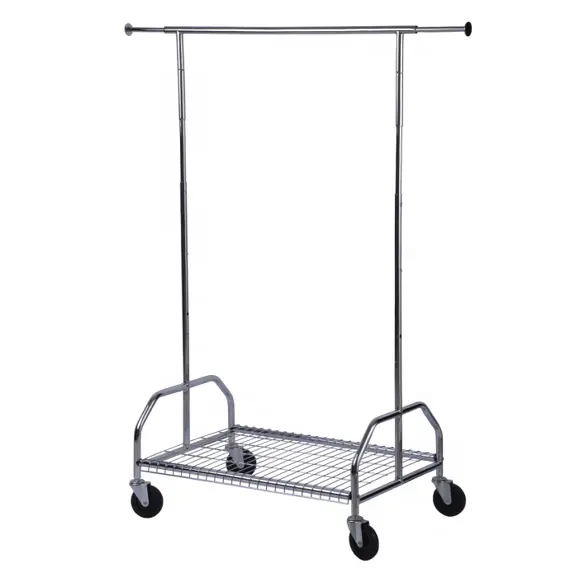 Expandable Multi-Purpose Hotel Luggage Trolley Vintage Clothes Rack On Wheels