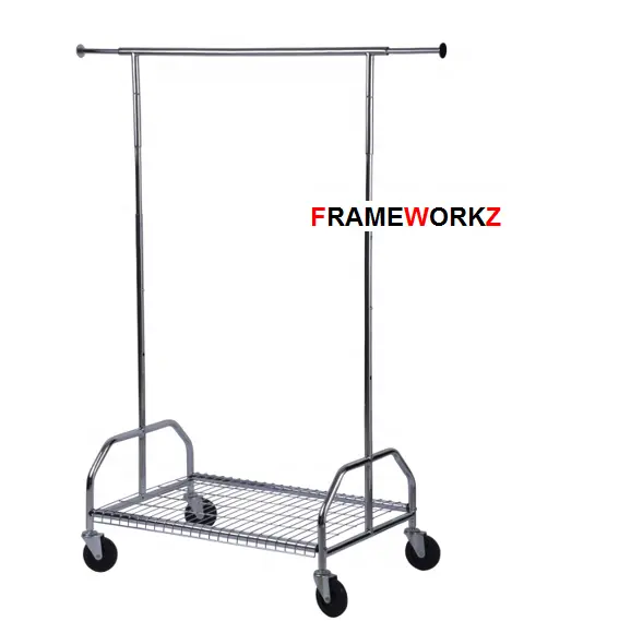 Expandable Multi-Purpose Hotel Luggage Trolley Vintage Clothes Rack On Wheels