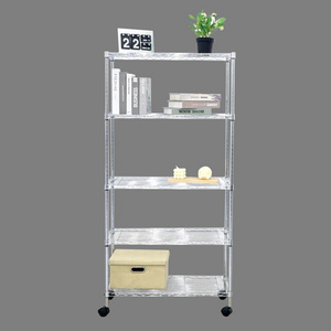 Wholesale Heavy Duty Adjustable Multi Layer Storage Chrome Wire Shelving Rack With Wheels