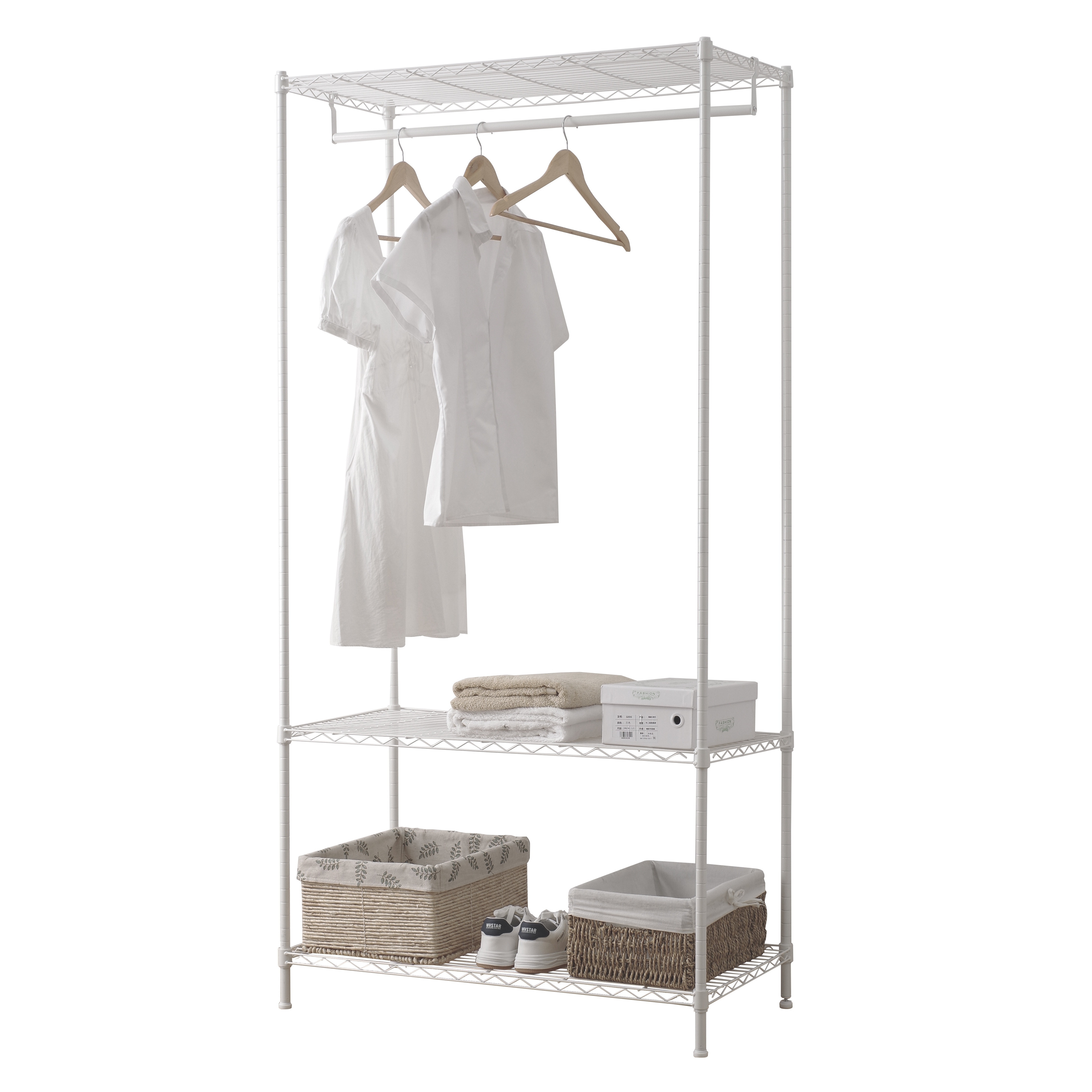 3 tier metal wire shelf living room multifunctional freestanding clothing rack