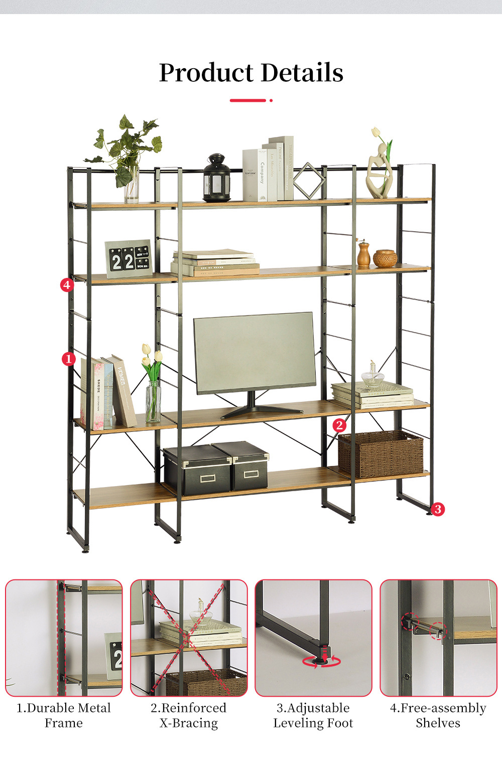 Wholesale Furniture Living Room Cabinet Storage Racks Units Shelves Bookcase TV Stand Rack