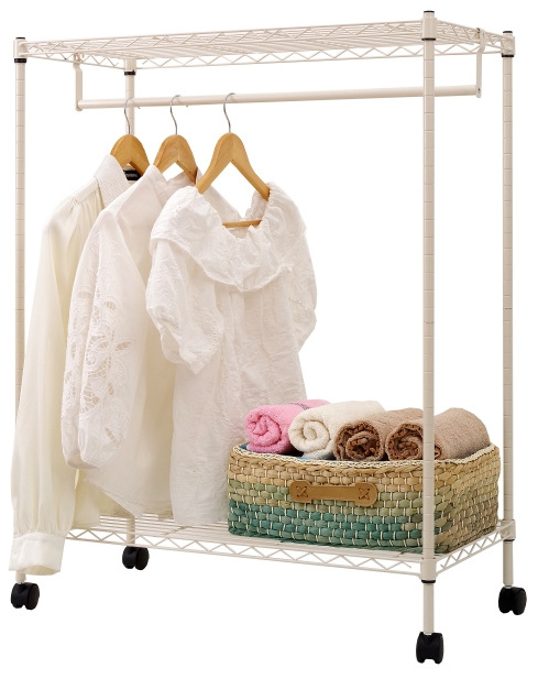 Adjustable height clothing shelving unit with wheels kids wardrobe organizer garment rack