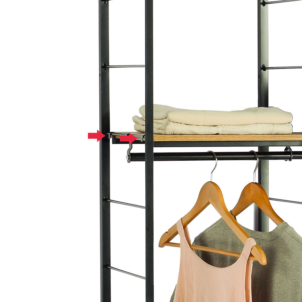 Modern Floor Standing Iron Heavy Duty Metal Garment Rack Clothing Rack With Shelves