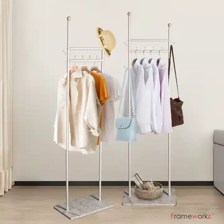 Nordic Style White Mdf Board Coat Hanger Rack Hat Clothes Free Standing Coat Rack For Bedroom