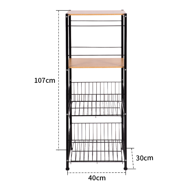 Wood Food Shelf Kitchen Organizer Fruit Vegetable Shelves Storage Racks Shelving Units with Basket Wholesale Metal Black Daily