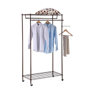 wholesaler metal wire shelving garment rack with wheels clothes rail for living room cloth rack