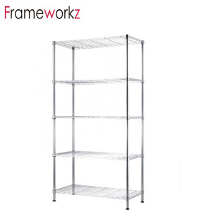 5 Tier Chrome WIRE Shelving Garage Storage Rack Organization With WHEELS