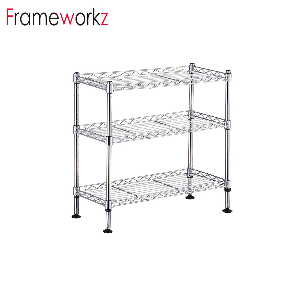 3-Shelf Shelving Unit For Your Kitchen, Office, Garage, And More 3 Tier Shelving Adjustable Chrome