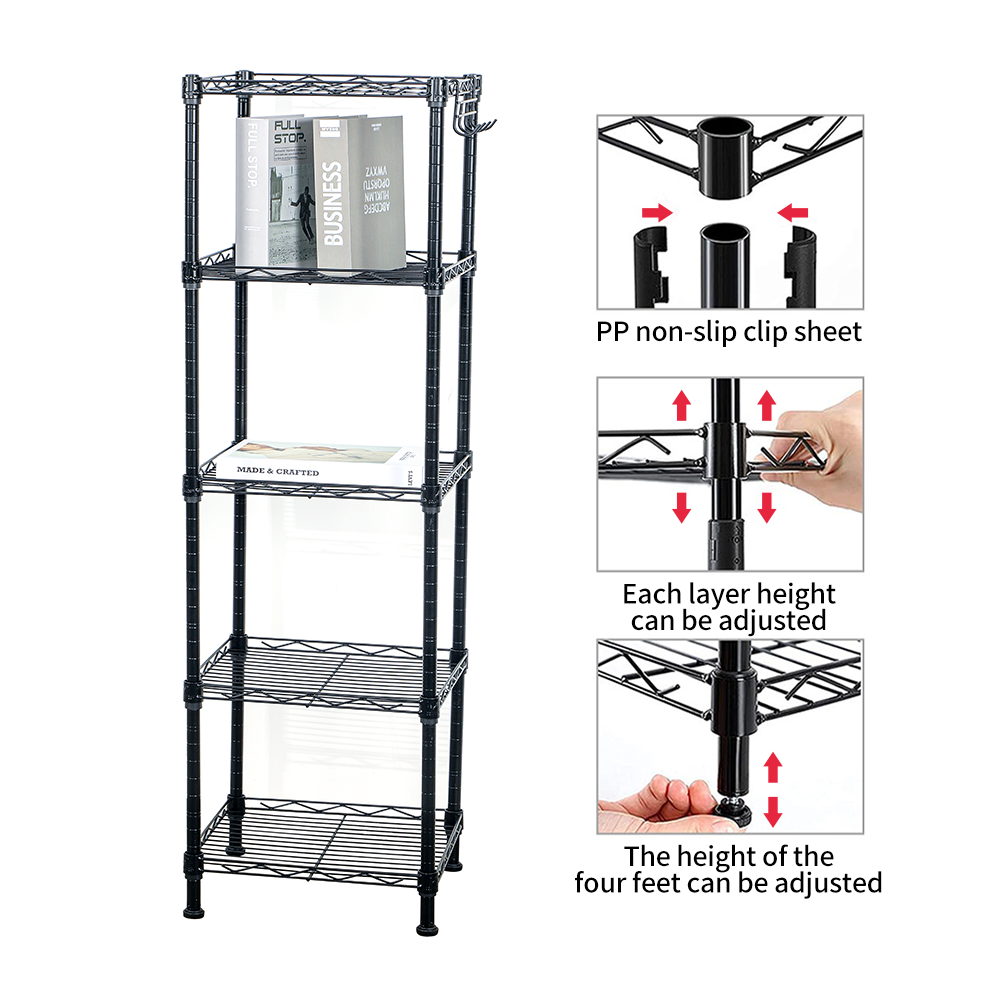 Metal Sheet Rack Vertical Storage Shelf Bathroom Organizer Rack 3-Tier Shelves Shelf Units For Bathroom Kitchen Living Room