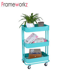 3 tier basket kitchen/living room/office rolling trolley cart storage utility cart