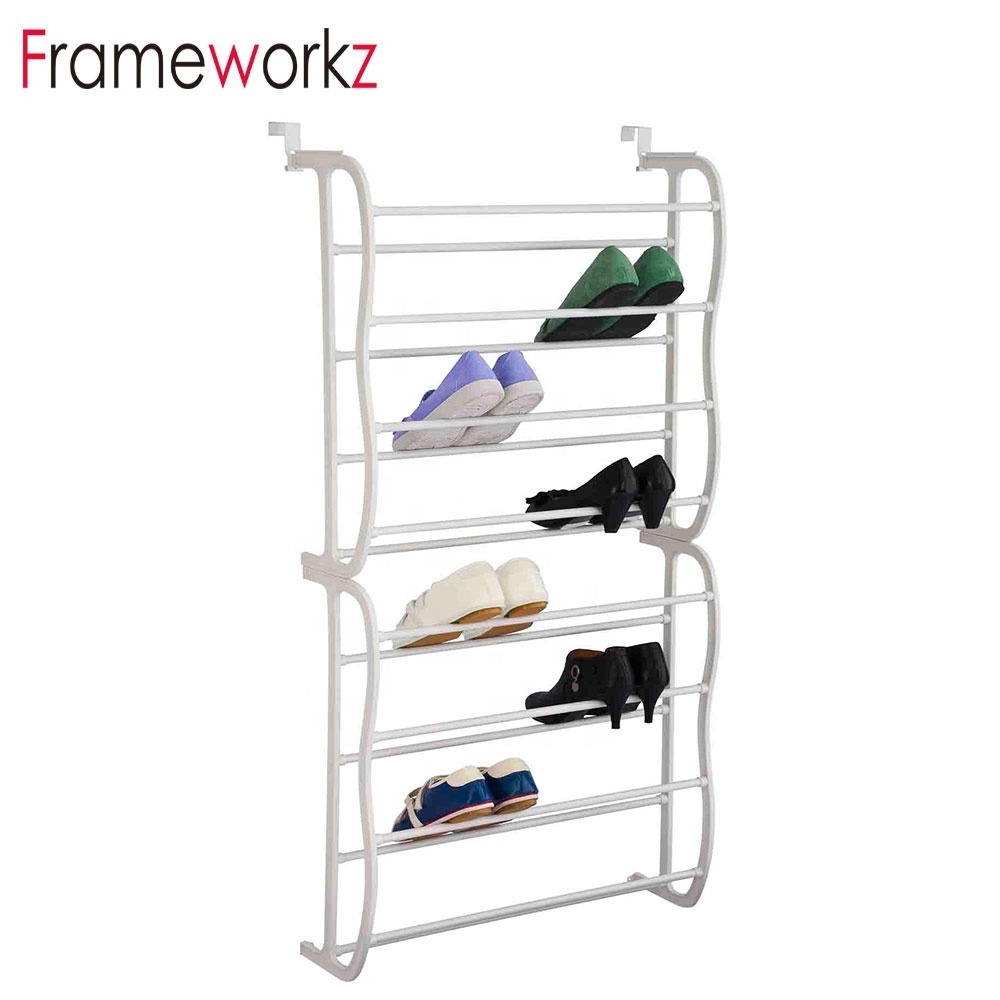 Easy Install Back Hanging Storage Organizer Over The Door Metal Shoe Display Rack