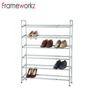 6 Tiers self-assembling shoe rack with metal shoe storage stackable shelves