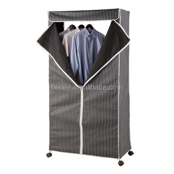 modern metal garment rack for closet with wheels & cloth cover