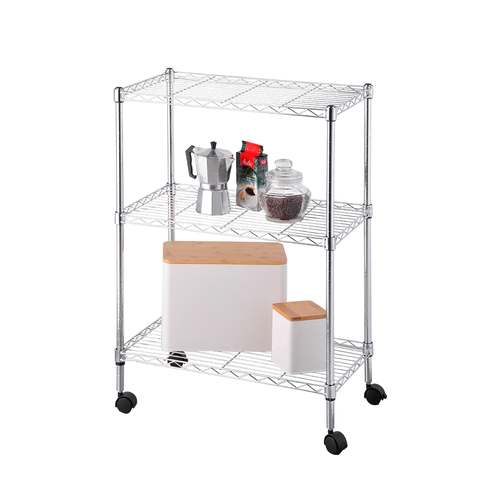 3 tier wire shelving with wheels kitchen storage trolley cart utility cart