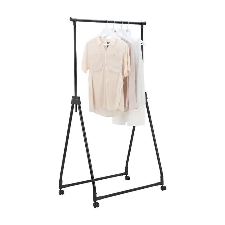 Manufacturers Simple Trending Clothing Drying Garment Rack Metal Collapsible Rolling Garment Clothing Rack