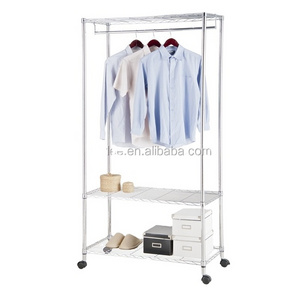 modern metal garment rack for closet with wheels & cloth cover