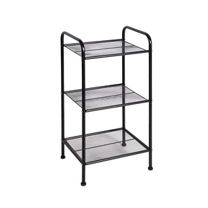 Three layer Floor Type Black Metal Storage Rack Wire Shelving Unit Wire Metal Shelving For Living Room Bathroom Bedroom Use