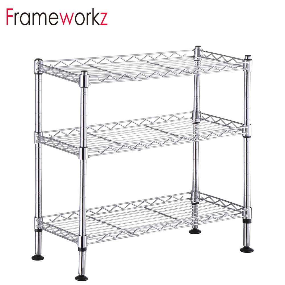 3-Shelf Shelving Unit For Your Kitchen, Office, Garage, And More 3 Tier Shelving Adjustable Chrome