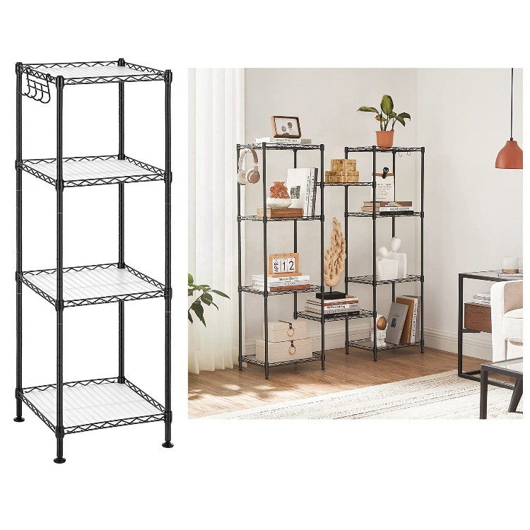 4 Tier Multifunctional Kitchen Storage Rack Metal Storage Shelves For Living Room Laundry Bathroom Kitchen Pantry